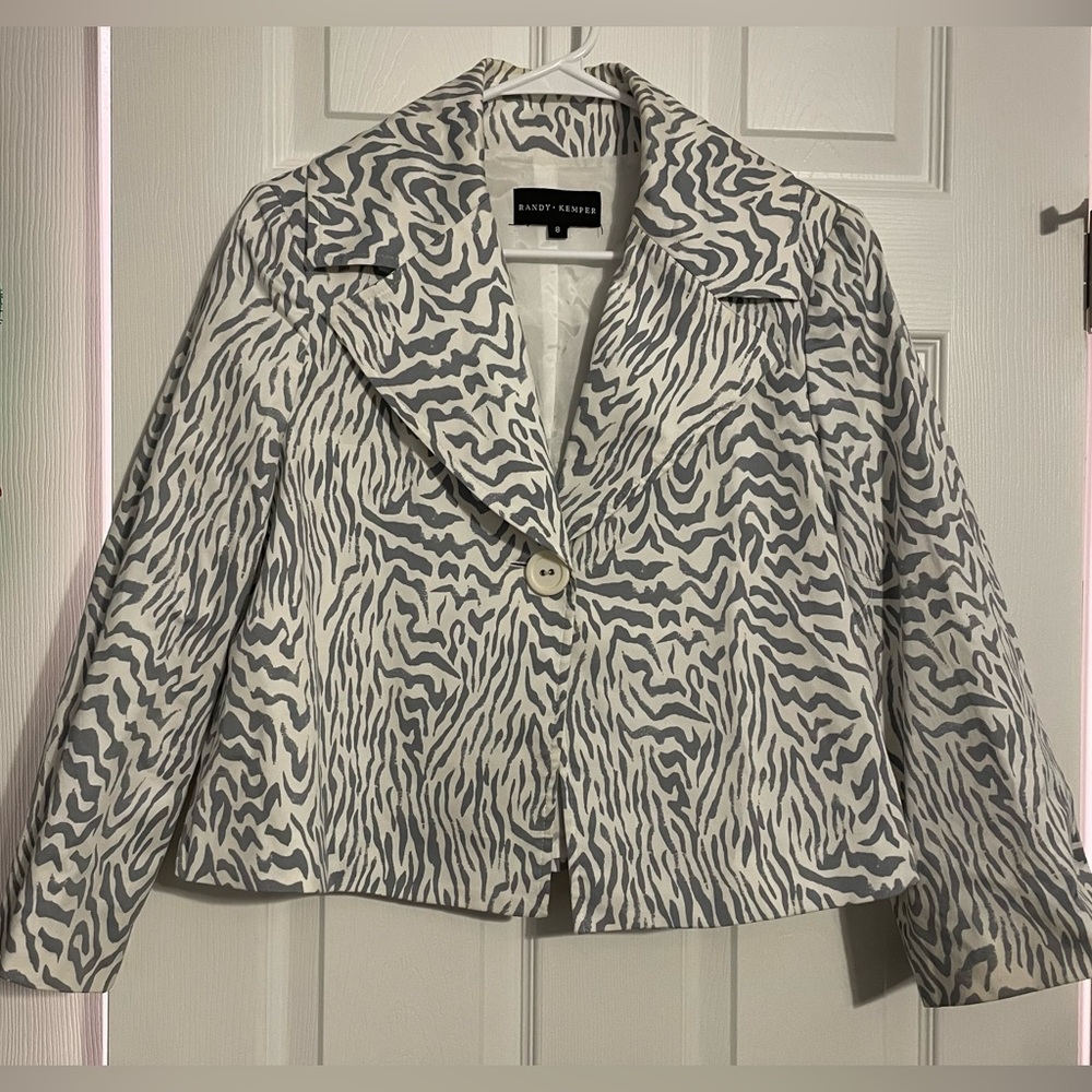 Grey & white zebra print blazer